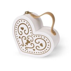 New! Target Bullseye Playground White Heart-Shaped Box w/ Gold Accents